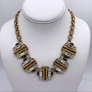 J. Crew Gold & Crystal Discs Necklace